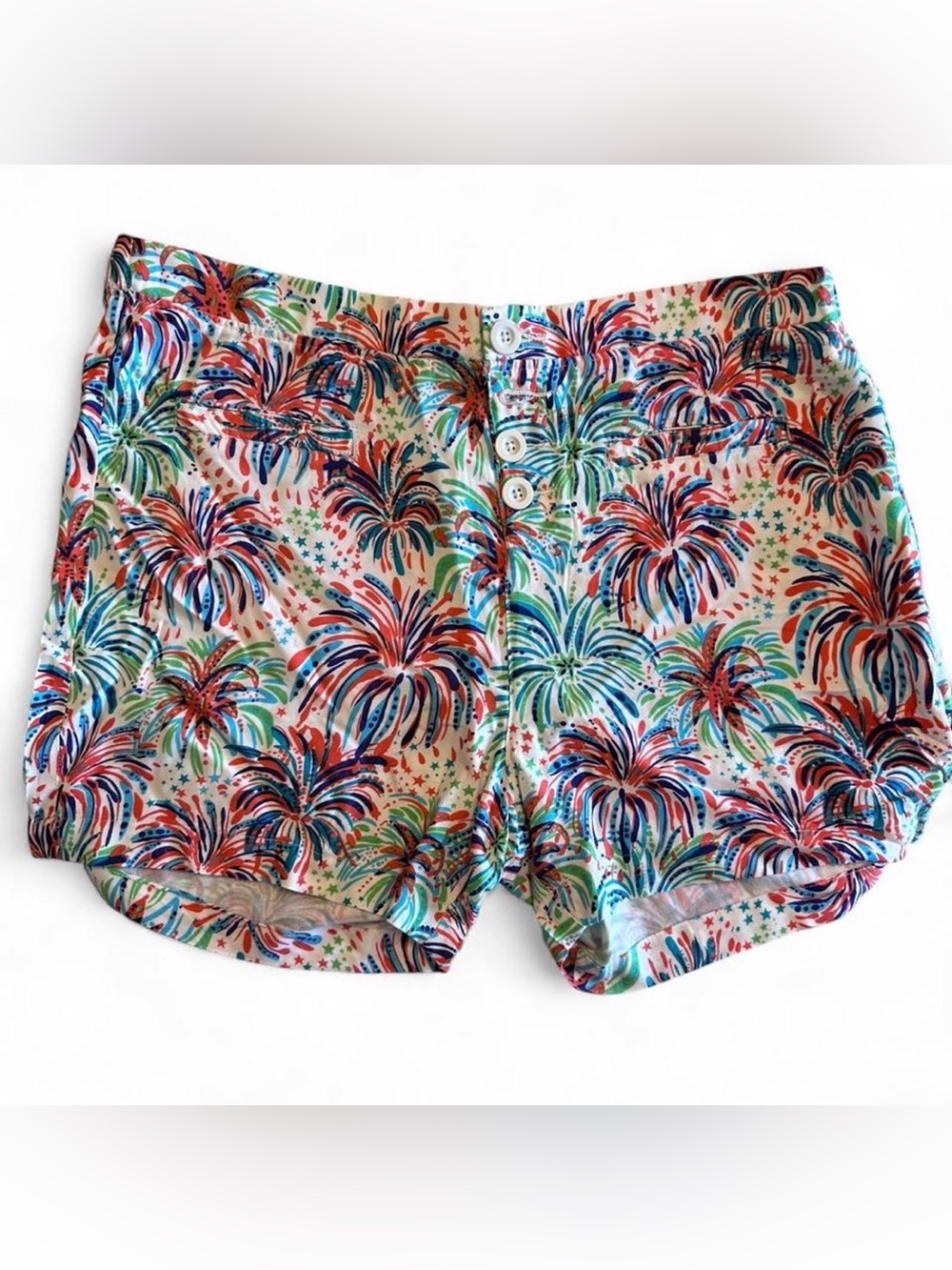 Firework INDEPENDENCE DAY style rayon button-front shorts NWOT